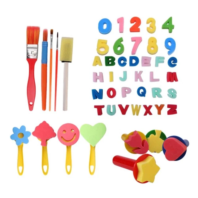 49 Pcs Sponge Painting Paint Brush Toddler Round Sponge Paint Sponges Shapes