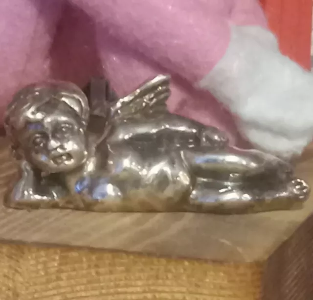 Vintage 925 Sterling Silver Cherub Angel Victorian Decor Figurine