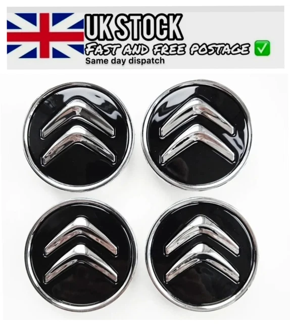 4x Citroen Alloy Wheel Centre Hub Caps C1 C3 C4 DS3 60mm Fits Most 60mm BLACK