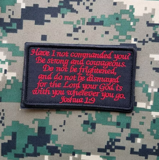 Joshua 1:9 Army Combat Infidel Moarle Hook Patch Embroidered Black Ops Red Badge