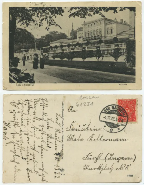 36518 - Bad Nauheim - Kurhaus - cartolina, eseguita 4.10.1922