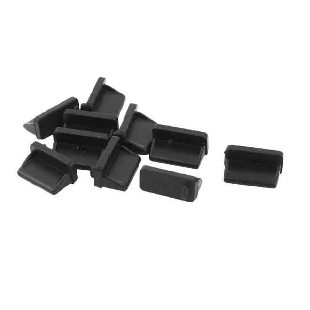 Port USB-Housse en Silicone Anti-poussière pour prise femelle 10 x Noir