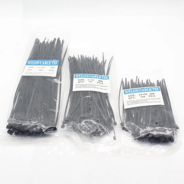 300 Pcs/lot Zip Ties Self Locking Plastic Nylon Strong Cable Fasteners Hardware