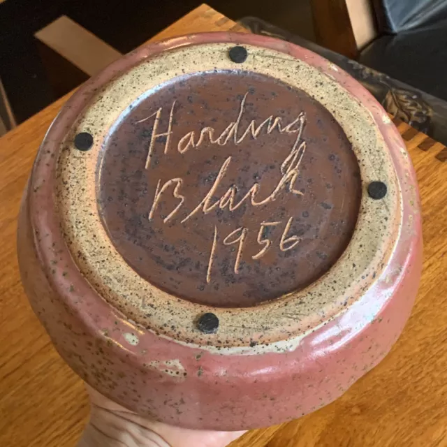 Vintage Signed Harding Black Studio Pottery Ash Tray 1956 Heavy Glaze Large 2