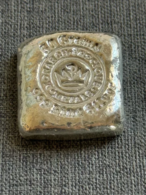 Monarch Precious Metals 50 Grams  (1.76 Troy Oz) Square .999 Silver Hand Poured