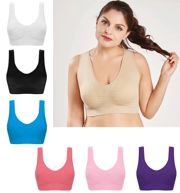 2x Damen Sport BH Fitness Top Bustier Bra ohne Bügel Unterwäsche Gr. S-3XL L5H9
