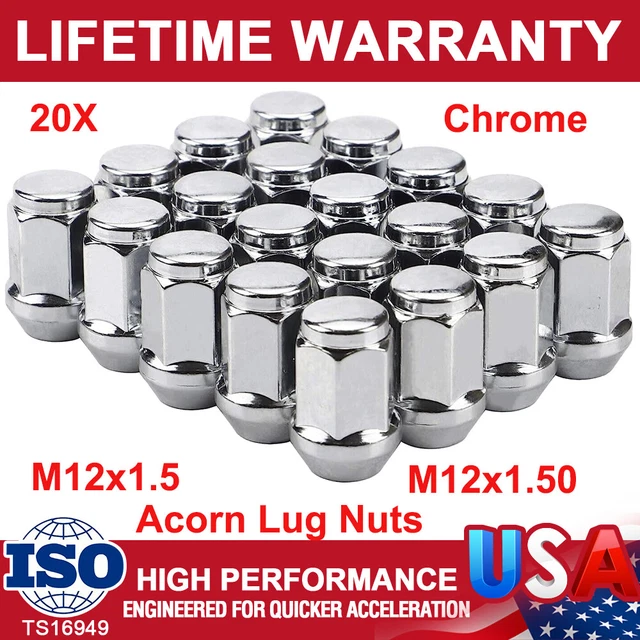 WHKT Chrome Open-End Wheel Lug Locks – 4-Pack – 12mm X 1.5 – Fits Honda Accord, Civic, Fit, S2000, CR-V