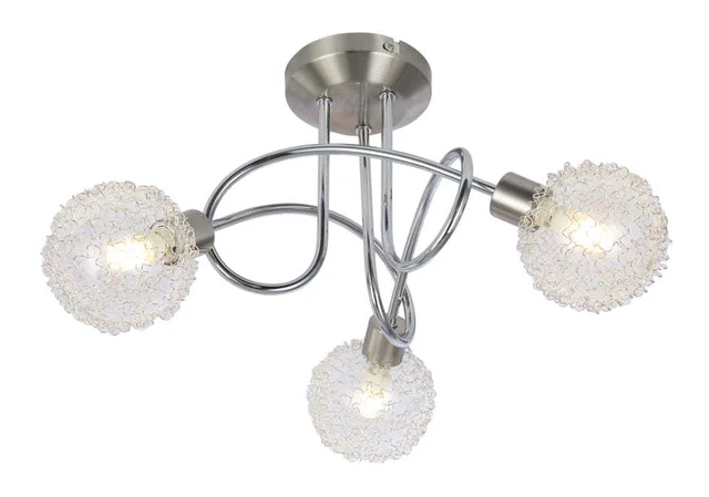 3 Way Ceiling Light Modern Wire Shade Ball Fixture Chrome Satin G9 LED Fitting