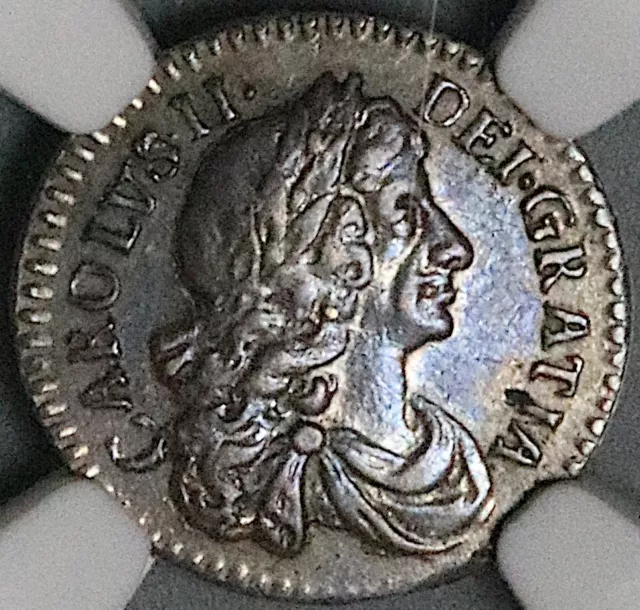 1677 NGC AU 58 Charles II 2 Pence Maundy Great Britain Silver Coin (23050704C)