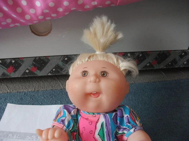 Cabbage Patch Doll Kewpie Type Cheeky Kid 13"  Mattel Hb Blond Girl Doll + Cert