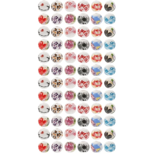 DIY jewelry beads 200 Stcs Keramikperlen handgefertigte Porzellanblüten runde Pe
