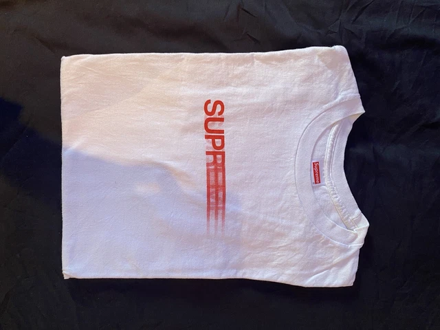 SUPREME MOTION LOGO Tee White Red Medium New Without Tags