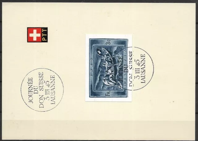 Switzerland Minr 445 On Postausgabeblatt Postmarked With Sst Special Postmark