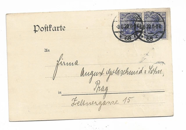 GERMANY 1920s POSTAL CARD FROM BERLIN TO PRAGUE/PAID 40 Rp GERMÁNI