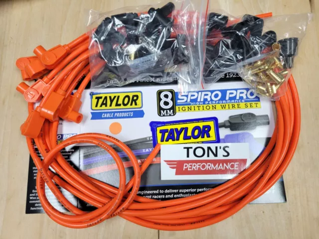 Taylor Cable 78351 8mm Spiro Pro Universal Spark Plug Wire Set Orange 90 Degree