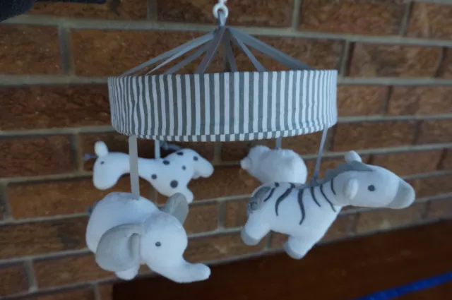 BABY Mobile GRAY White Animals Crib Target Plush Dangle Hanging Piece Safari Zoo