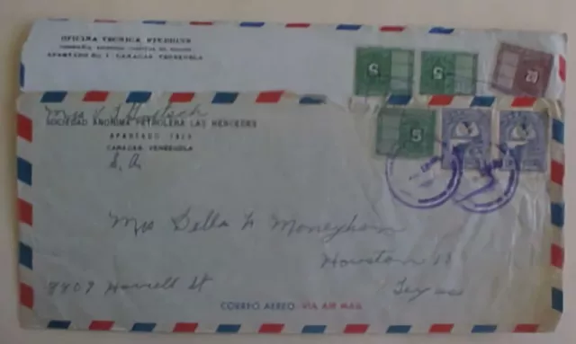 Venezuela  2 Revenues Used For Poatage 1949