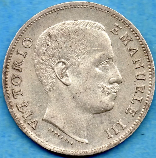 Italy 1905 R 1 One Lira Silver Coin KM #32 - EF/AU