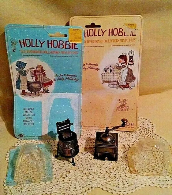 Holly Hobbie Miniature Wash Tub 5470 10 Coffee Grinder 5490 6 Durham 1975 Metal.
