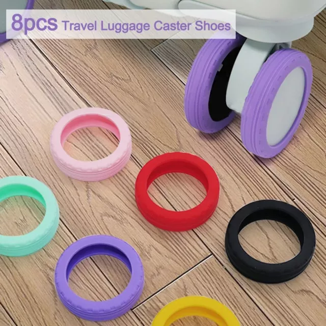 8PCS/Set Silicone Travel Luggage Caster Shoes Trolley Box Casters Cover  Luggage