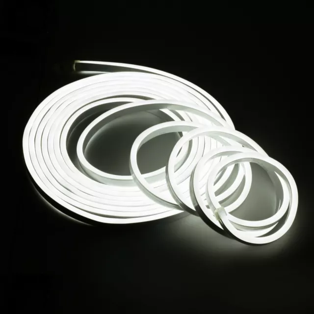 KIT 5m STRISCIA STRIP FLEX LED BOBINA NEON FLESSIBILE TUBO ESTERNO BIANCO FREDDO