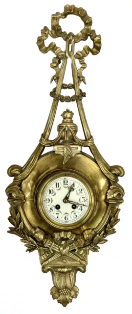 Large Antique Bronze French Cartel Wall Clock - 31"H