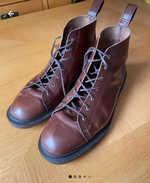 DR MARTENS LES Merlot Boanil Brush Leather Monkey Boots Made in England UK 9.5 200.00 PicClick UK