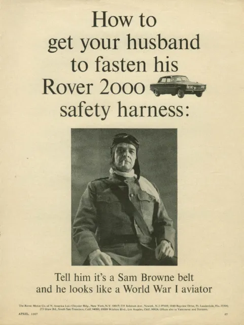 How to get your husband to fasten his Rover 2000 safety harness ad 1967