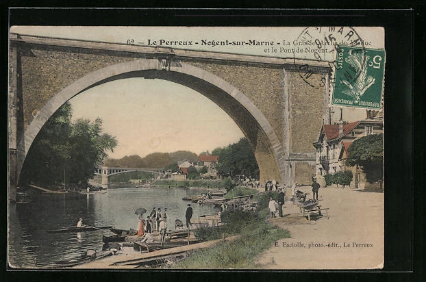 CPA Le Perreux-Nogent-sur-Marne, La Grande Arche du Viaduc et le Pont de Nogent