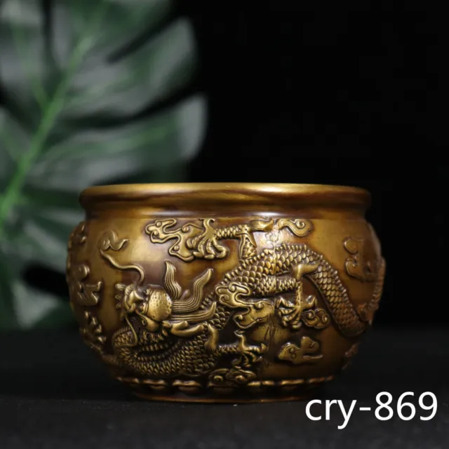 Chinese ancient Collection Refined copper Loong Cylinder