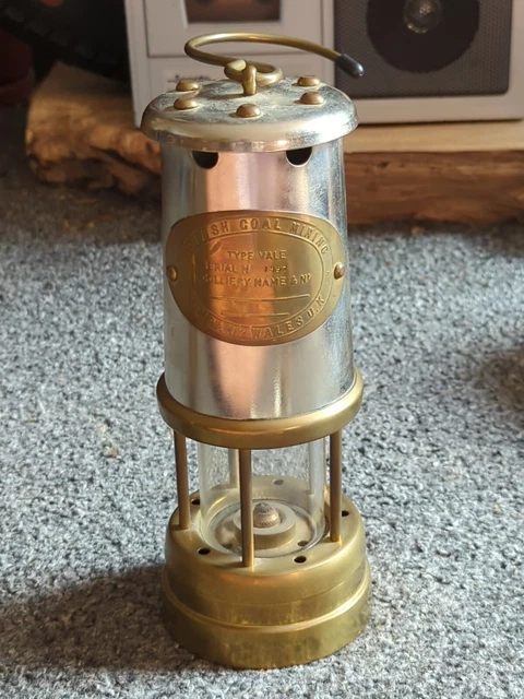 Antique Vintage Brass Coal  Miner's Lamp Mine
