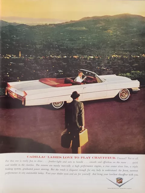 1963 Cadillac Automobile Car Evening Town Lights Sunset Mountain Vtg Print Ad
