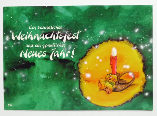 Diddl Weihnachts-Postkarte - schwarze Schleife - ##  Nr. 46c  ## - Top-Zustand