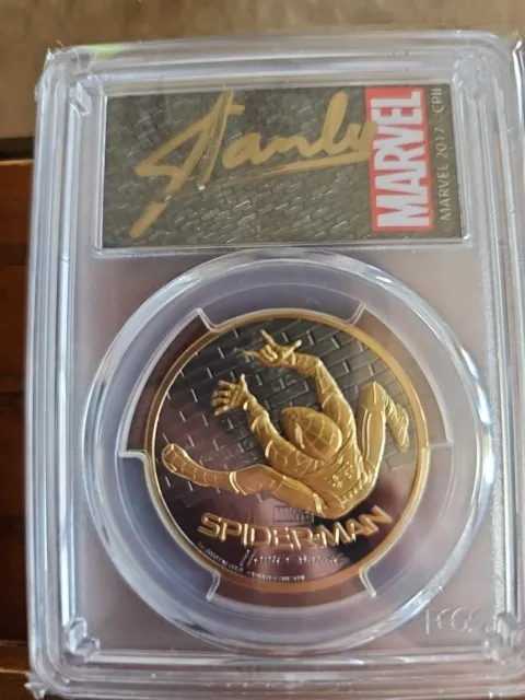 2017 Marvel Spider-Man Homecoming 1oz Gold PCGS PR70DCAM FDOI Stan Lee Autograph