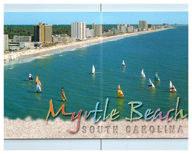 MYRTLE BEACH SAILBOATS South Carolina Hotel Ocean Sand Chrome Postcard