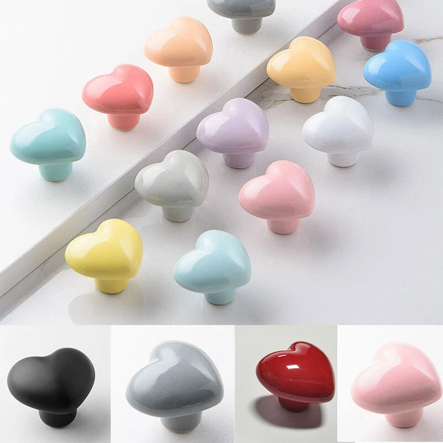 New Heart-shaped Ceramic Pull Handles Drawer Wardrobe Cabinet Closet Door Knobs