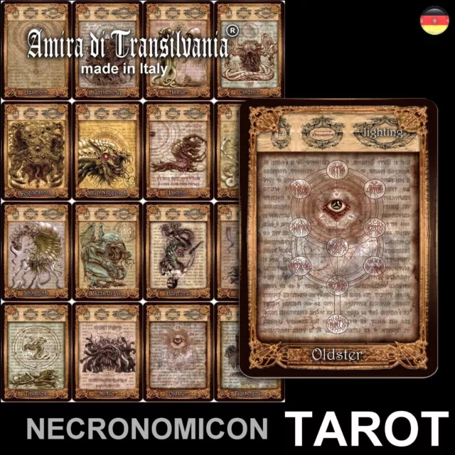 Tarotkartendeck Necronomicon Lovercraft kleine große arkana vintage antik + buch 3