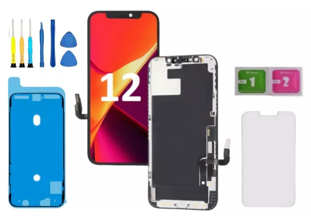 Incell Display für iPhone 12 / 12 Pro LCD OLED Retina HD Bildschirm 3D inkl. Kit