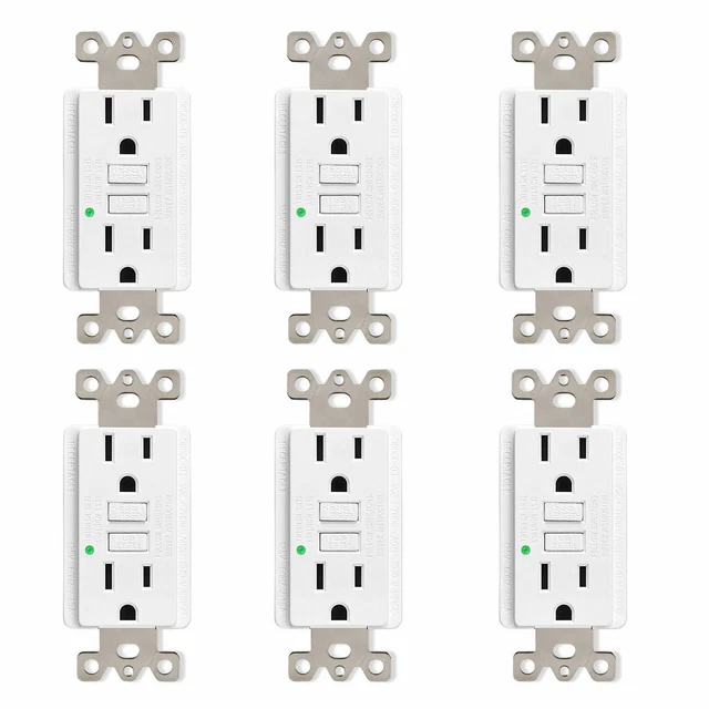 GFCI OUTLET 15A Duplex Receptacle LED Ground Fault Circuit Interrupter