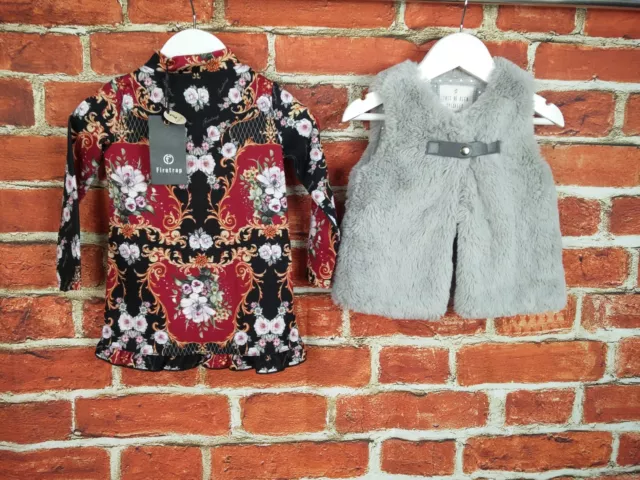 Pacchetto Bambina Età 12-18 Mesi Trappola Fuoco Matalan Abito Pelliccia Sintetica Gilet 86Cm
