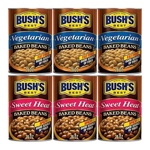 BUSH'S BEST BAKED Beans Variety Pack 3 Vegetarian 3 Sweet Heat 28 Ounce