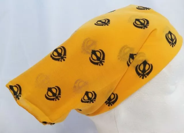 Sikh punjabi singh kaur yellow khalsa khandas bandana head wrap gear rumal hanky