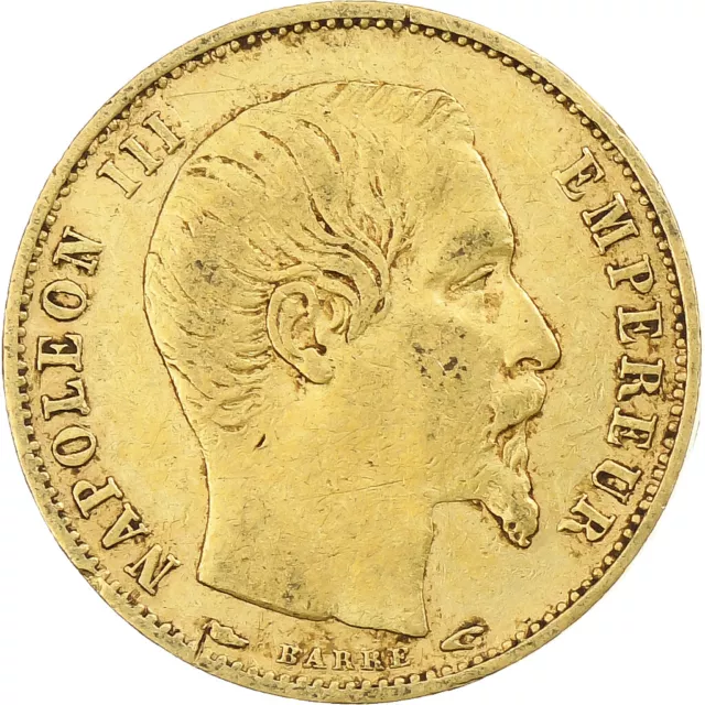 [#349573] Frankreich, Napoleon III, 5 Francs, 1854, Paris, tranche lisse, Gold,