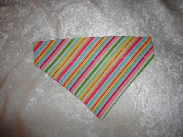 Rainbow Summer Stripes dog over collar bandana scarf