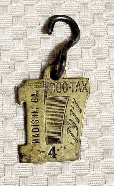 1917 Madison Georgia 107 Year OLd  DOG TAX tag  DOG LICENSE tag  Number 4