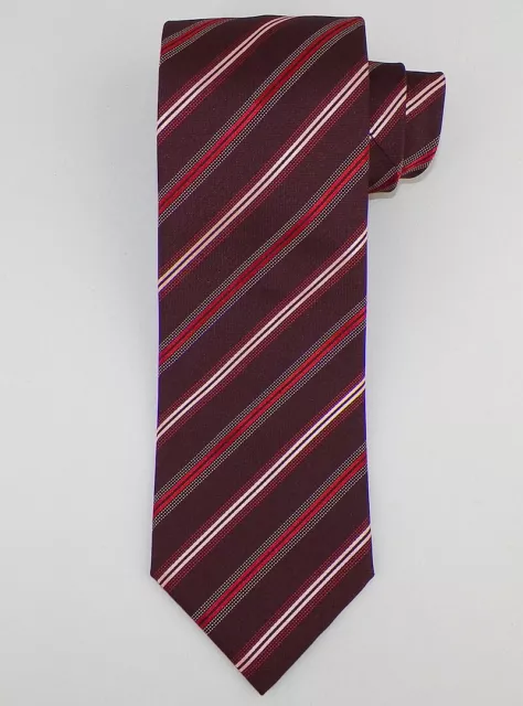 BRIONI Mens Burgundy Red Pink STRIPED Handmade Woven Silk Tie Italy NWOT 2