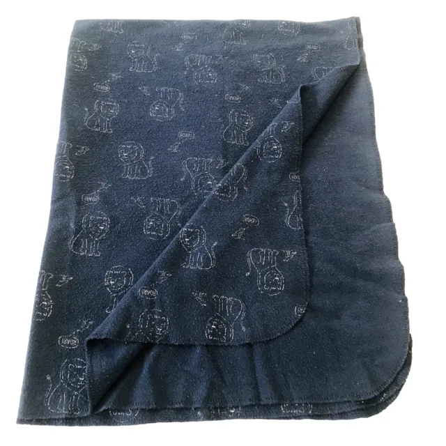 Carters Navy Blue White Lion Blanket Swaddle Lovey Baby Boy Cotton Wrap Crib