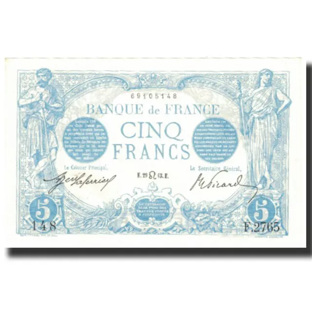 [#802120] France, 5 Francs, Bleu, 1913, 1913-07-29, UNC, Fayette:2.19, KM:70