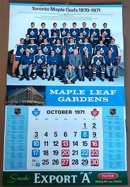 Vintage 1971-72 TORONTO MAPLE LEAF Export-A Hockey Calendar Orr Habs All-Stars