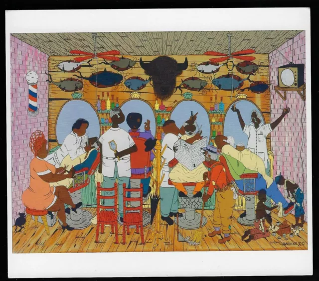 Folk Art By Hambone:Boudreaux's Barber Shop #175e